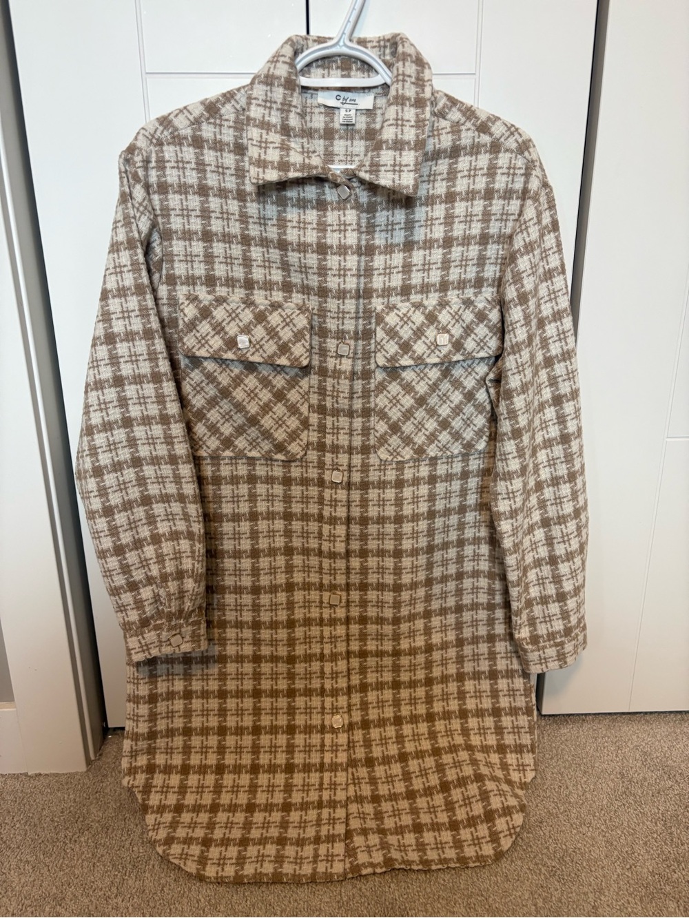 Houndstooth Long Shacket Overcoat